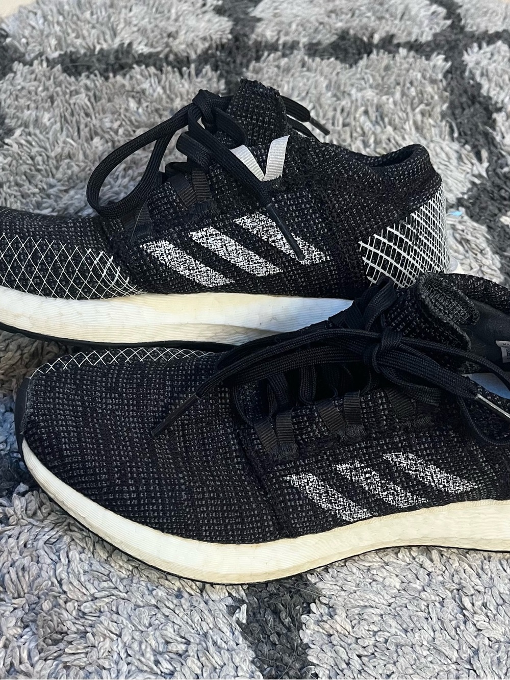adidas Black and White Knit Running Shoes